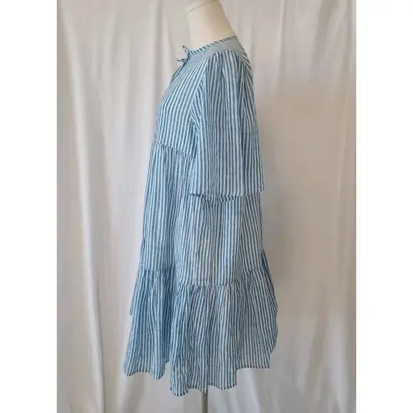 India Collection Emerson Fry Blue 100% Organic Cotton Isla Mini Dress XS Small